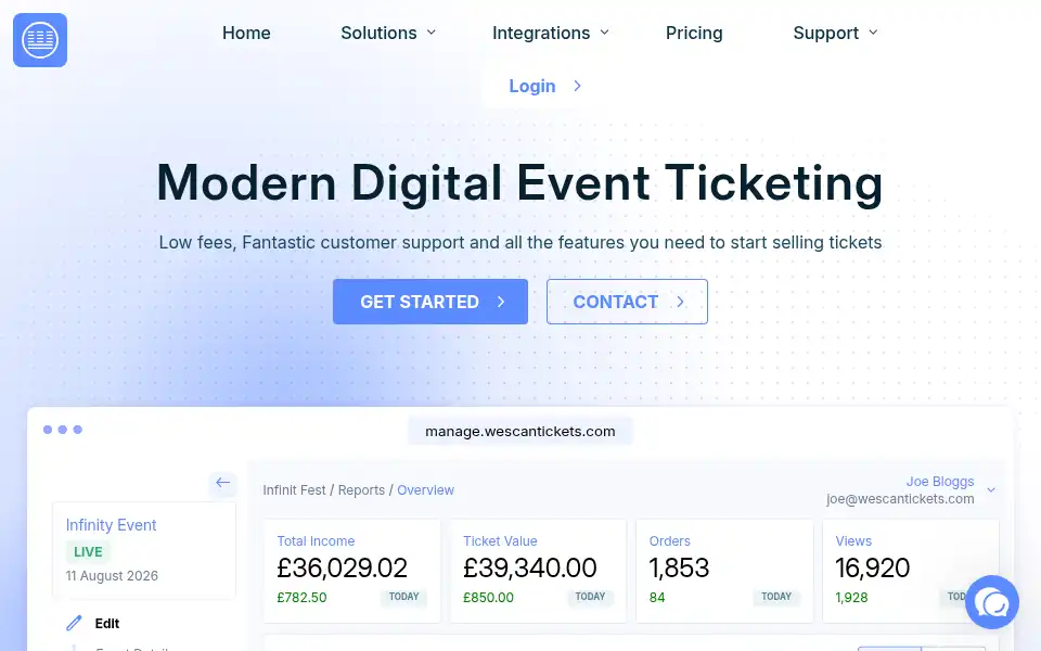 Screenshot of wescantickets.com