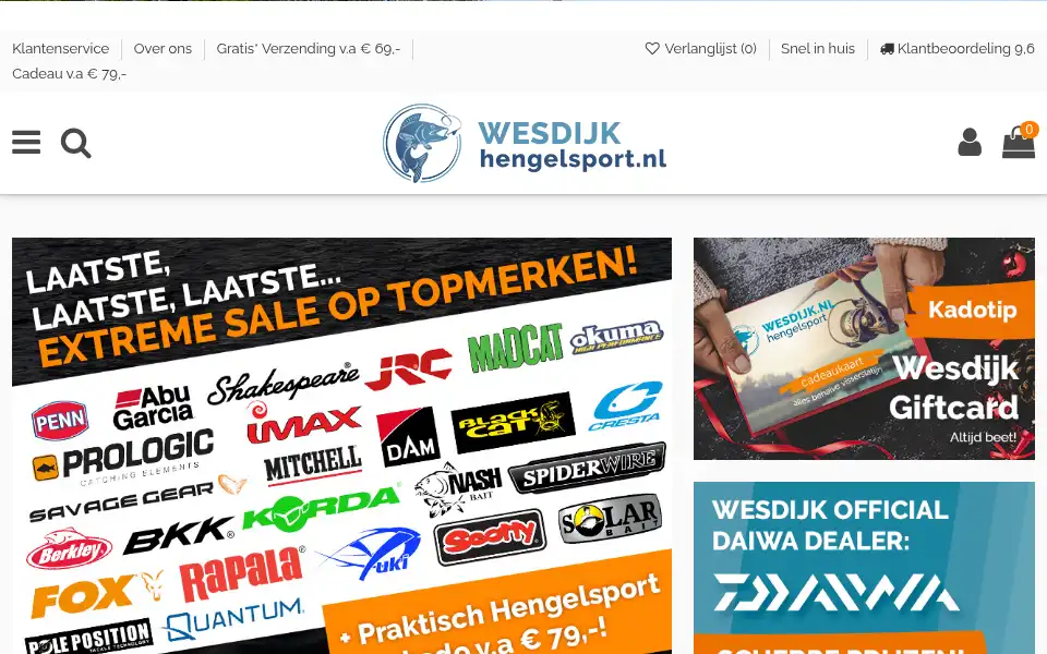 Screenshot of wesdijkhengelsport.nl