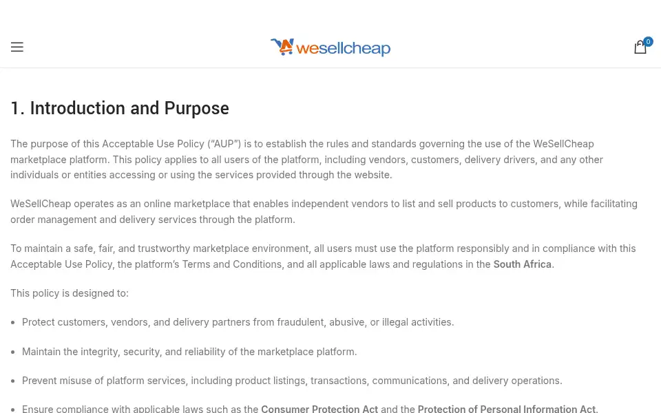 Screenshot of wesellcheap.co.za