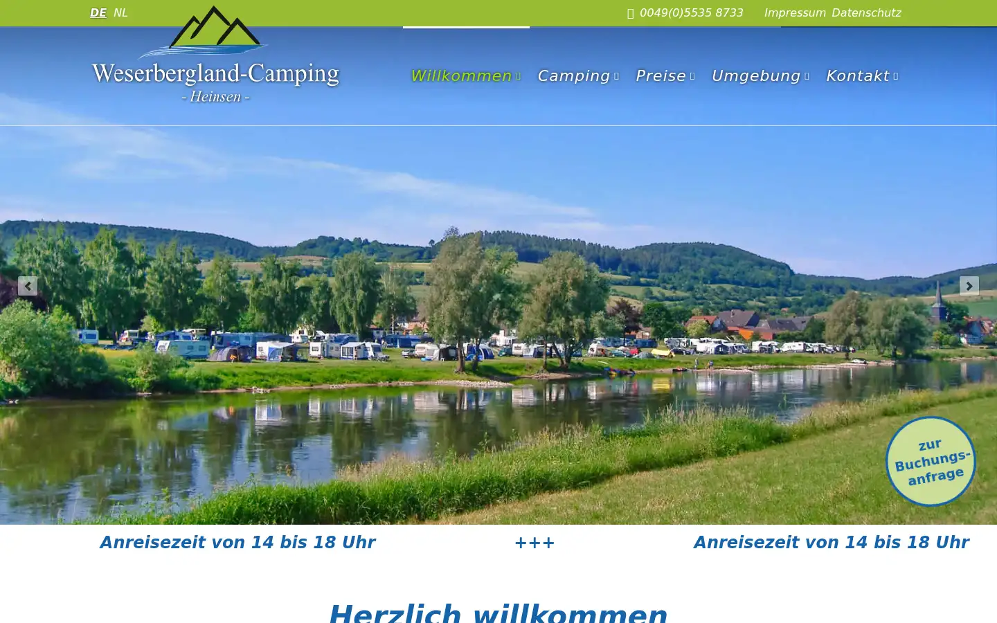 Screenshot of weserbergland-camping.com