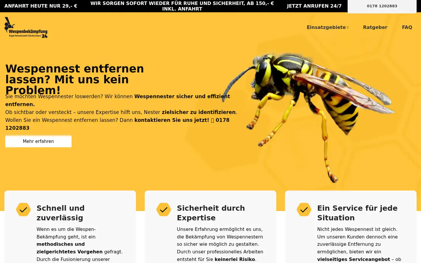 Screenshot of wespenbekaempfung24.de