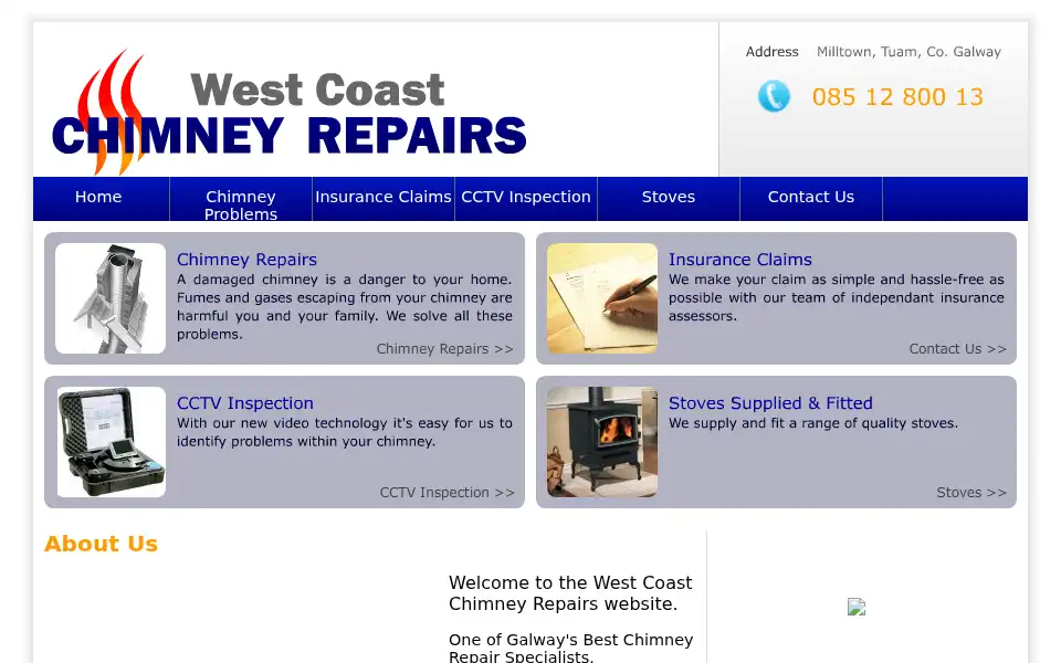 Screenshot of westcoastchimneyrepairs.ie