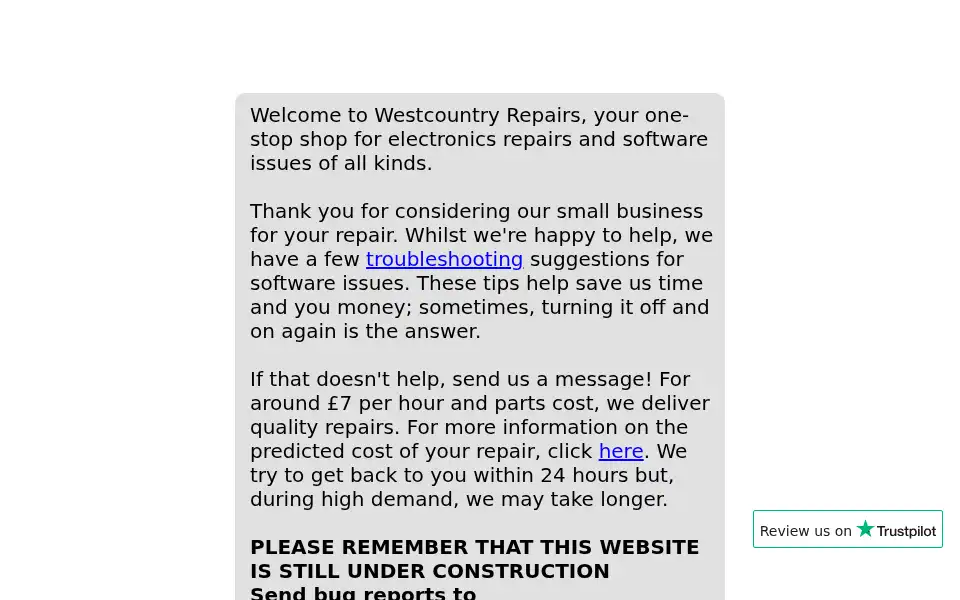 Screenshot of westcountryrepairs.co.uk