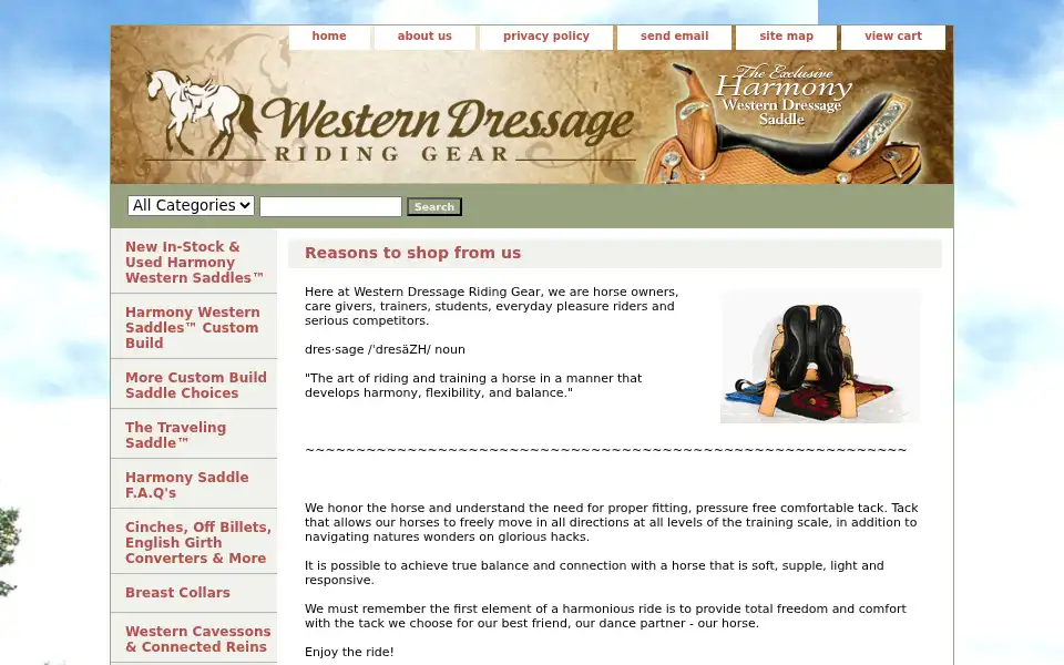 Screenshot of westerndressageridinggear.com