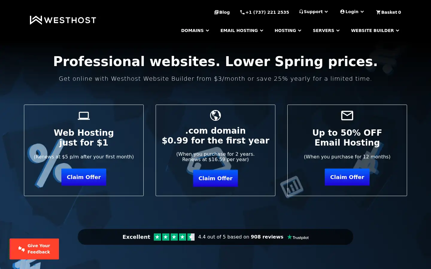 Screenshot of westhost.com