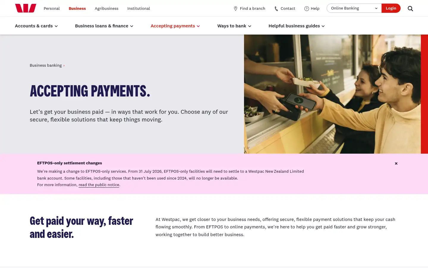 Screenshot of westpac.co.nz
