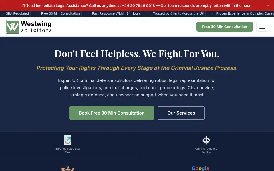 Screenshot of westwingsolicitors.co.uk