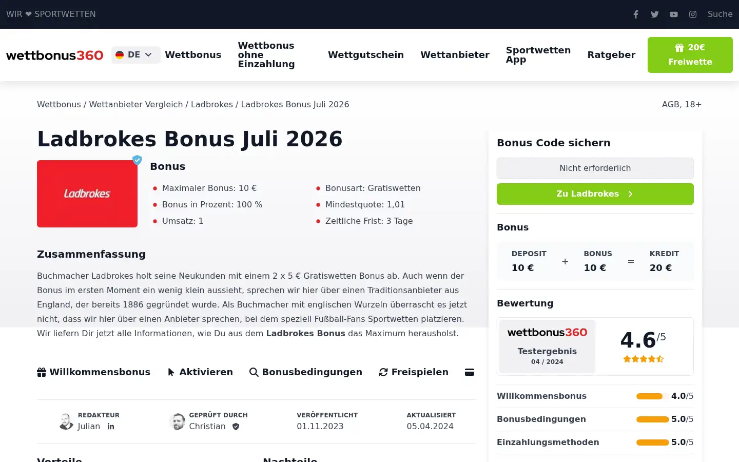 Screenshot of wettbonus360.com