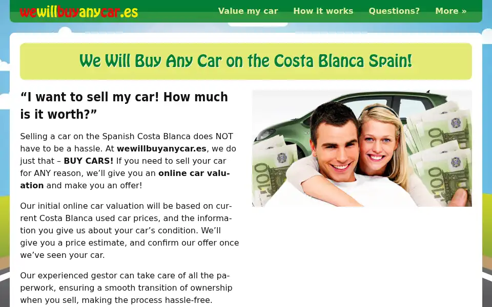Screenshot of wewillbuyanycar.es