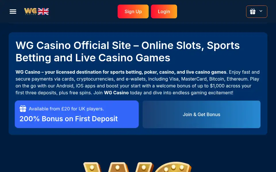 Screenshot of wgcasino1.co.uk
