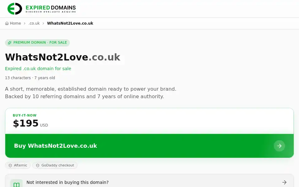 Screenshot of whatsnot2love.co.uk
