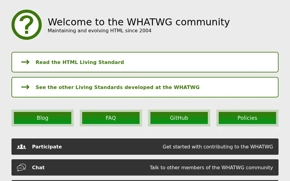 Screenshot of whatwg.org