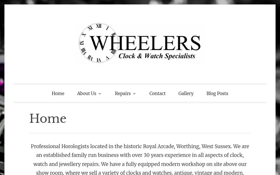Screenshot of wheelersclocks.com