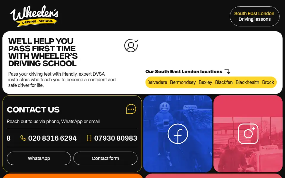 Screenshot of wheelersdrivingschool.co.uk