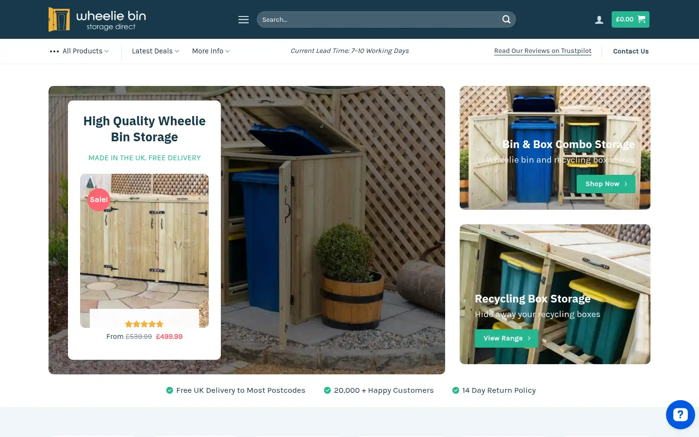Screenshot of wheeliebinstoragedirect.co.uk