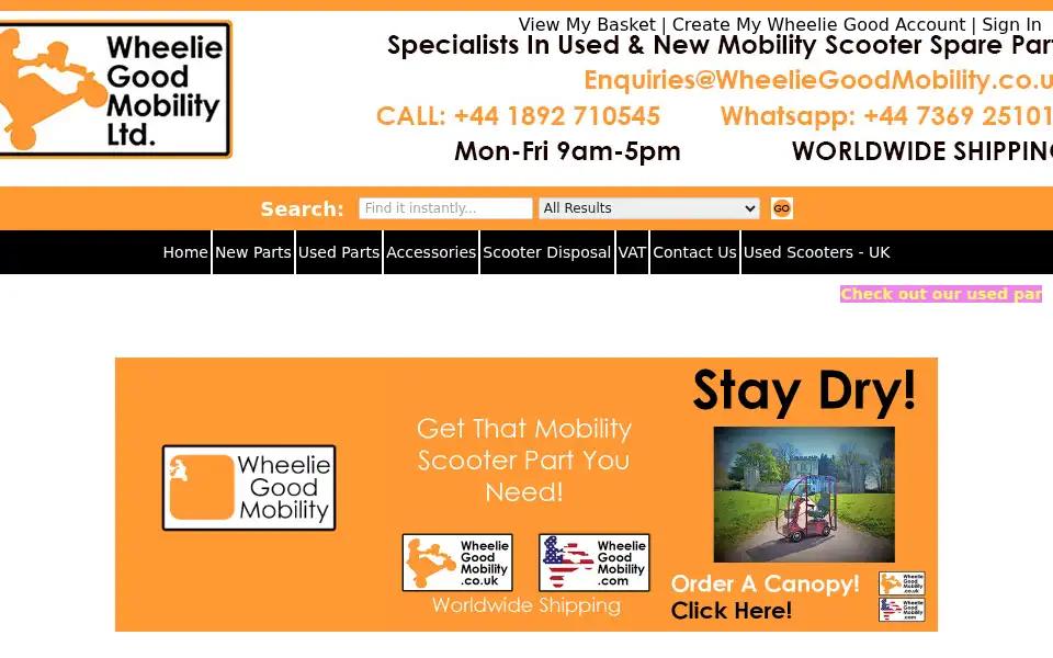 Screenshot of wheeliegoodmobility.co.uk