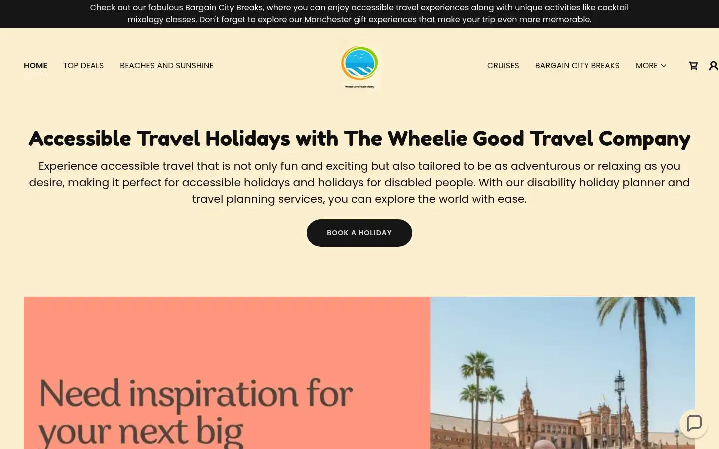 Screenshot of wheeliegoodtravelcompany.com