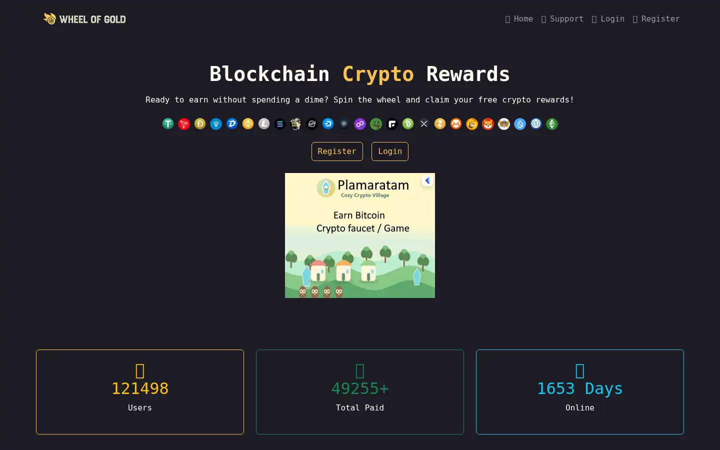 Screenshot of wheelofgold.com