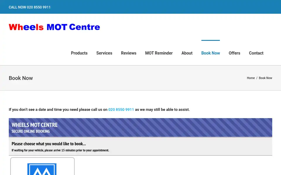 Screenshot of wheelsmotcentre.co.uk