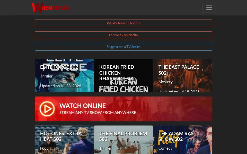 Screenshot of whenetflix.com