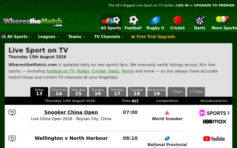 Screenshot of wheresthematch.com