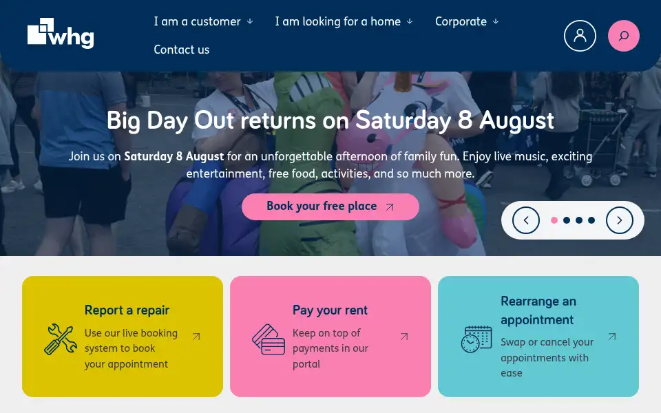 Screenshot of whg.uk.com