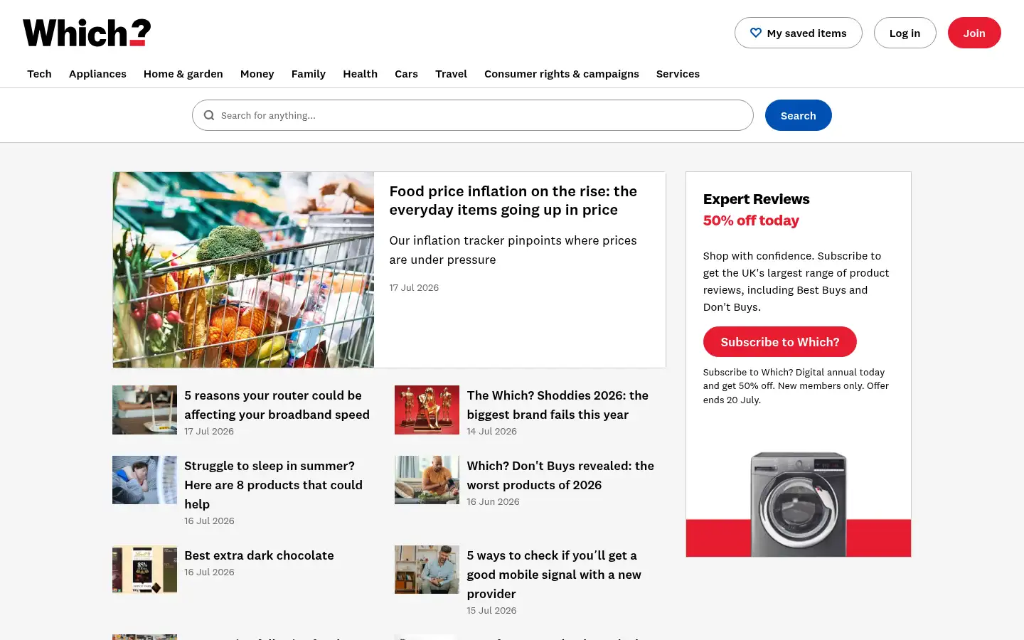 Screenshot of which.co.uk