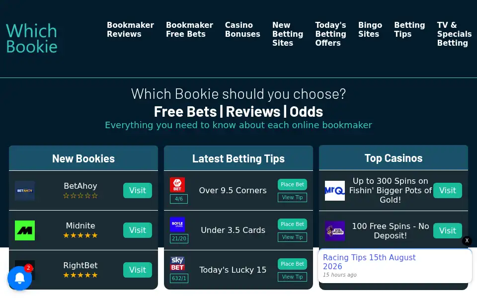 Screenshot of whichbookie.co.uk