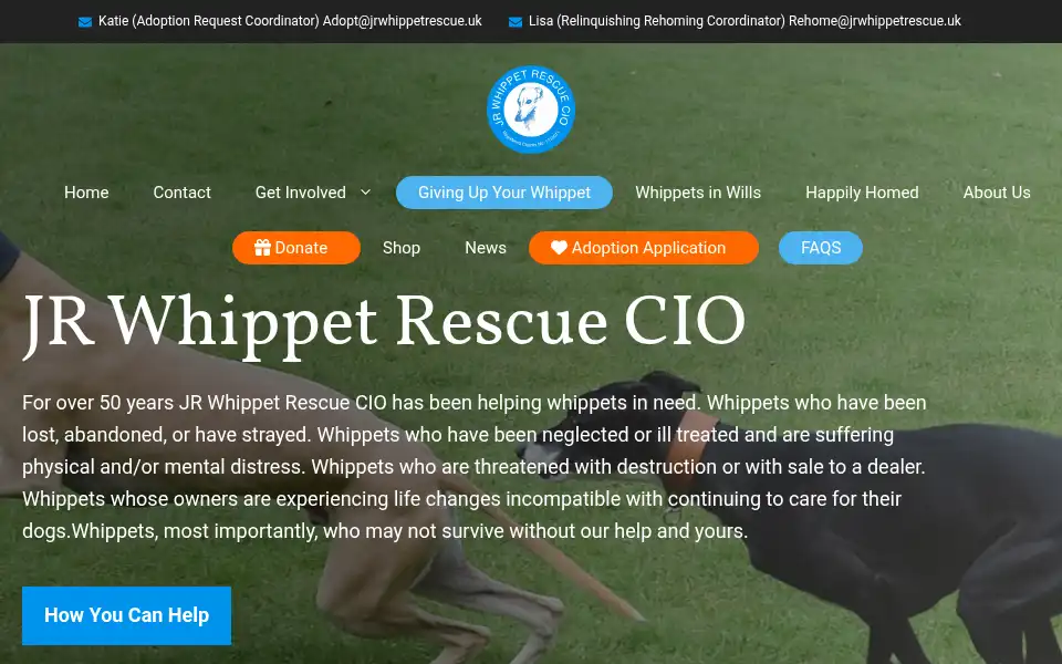 Screenshot of whippetrescue.org.uk