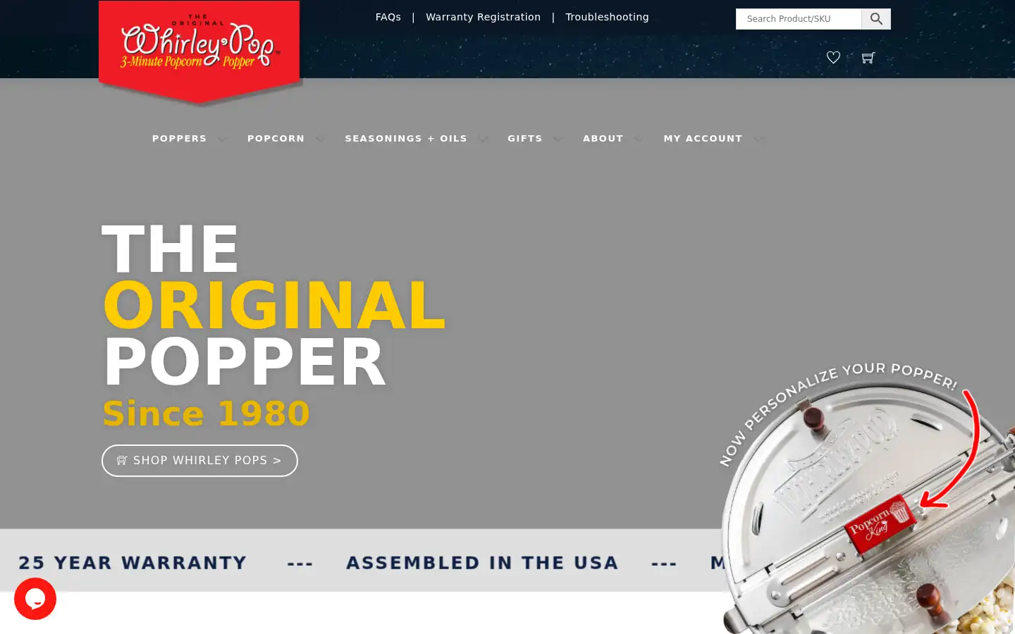 Screenshot of whirleypopshop.com