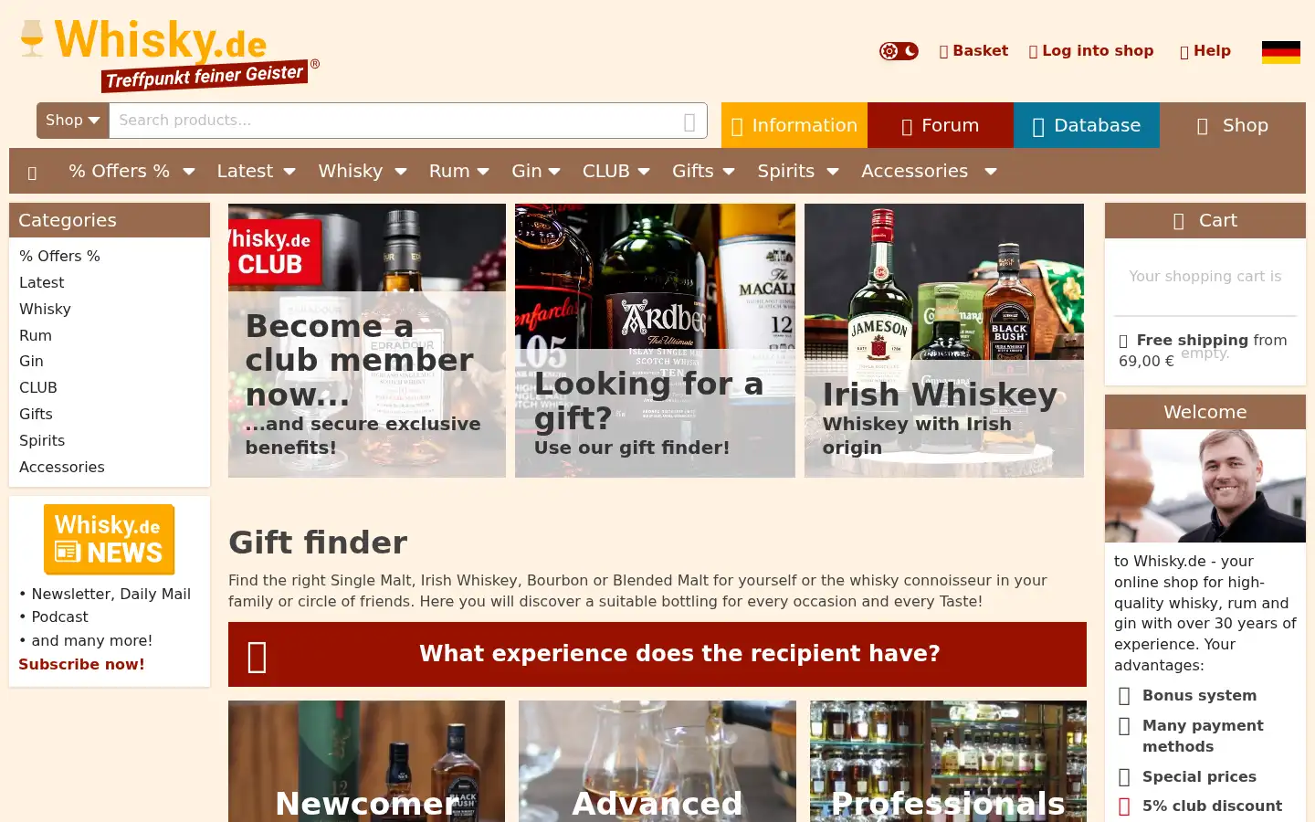 Screenshot of whisky.de