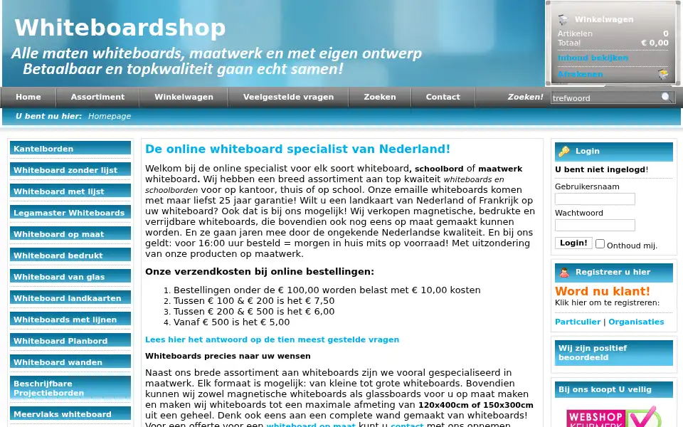 Screenshot of whiteboardshop.nl