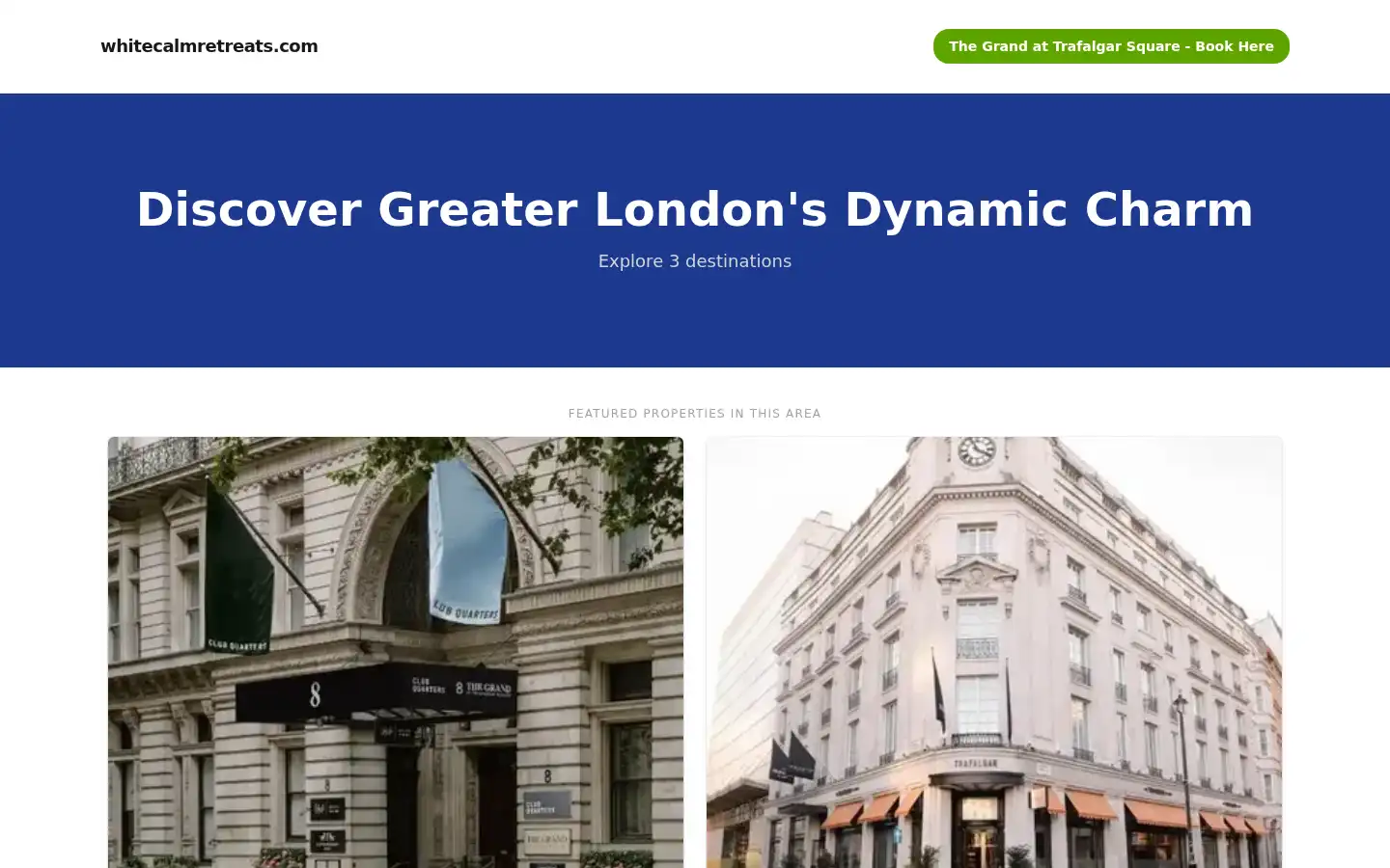Screenshot of whitecalmretreats.com