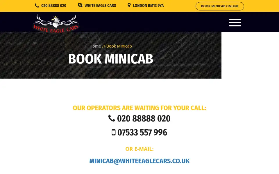 Screenshot of whiteeaglecars.co.uk