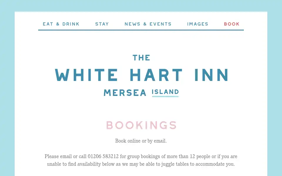 Screenshot of whitehartinnmersea.co.uk