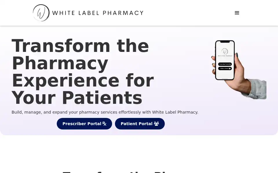 Screenshot of whitelabelpharmacy.com
