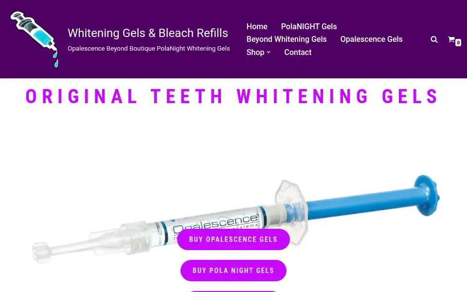 Screenshot of whiteninggels.co.uk