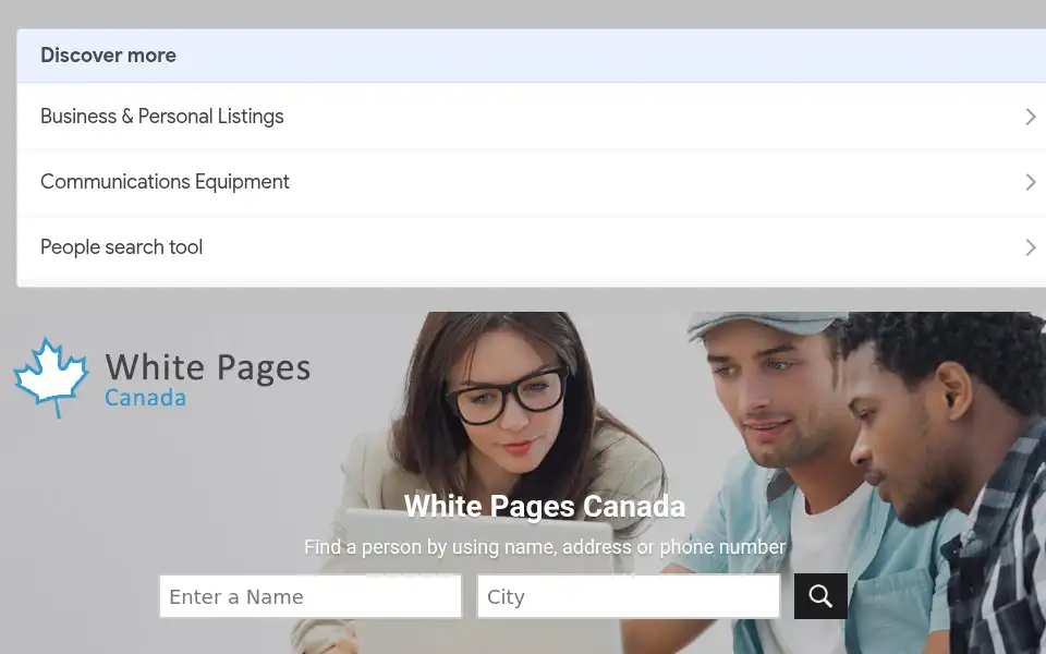 Screenshot of whitepagescanada.ca