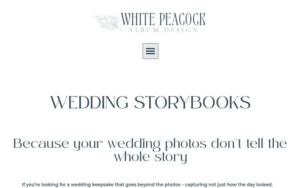 Screenshot of whitepeacockalbumdesign.co.uk