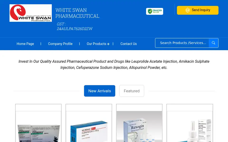 Screenshot of whiteswanpharmaceutical.com