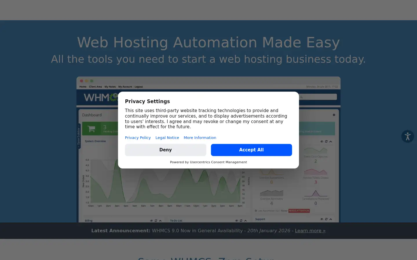 Screenshot of whmcs.com
