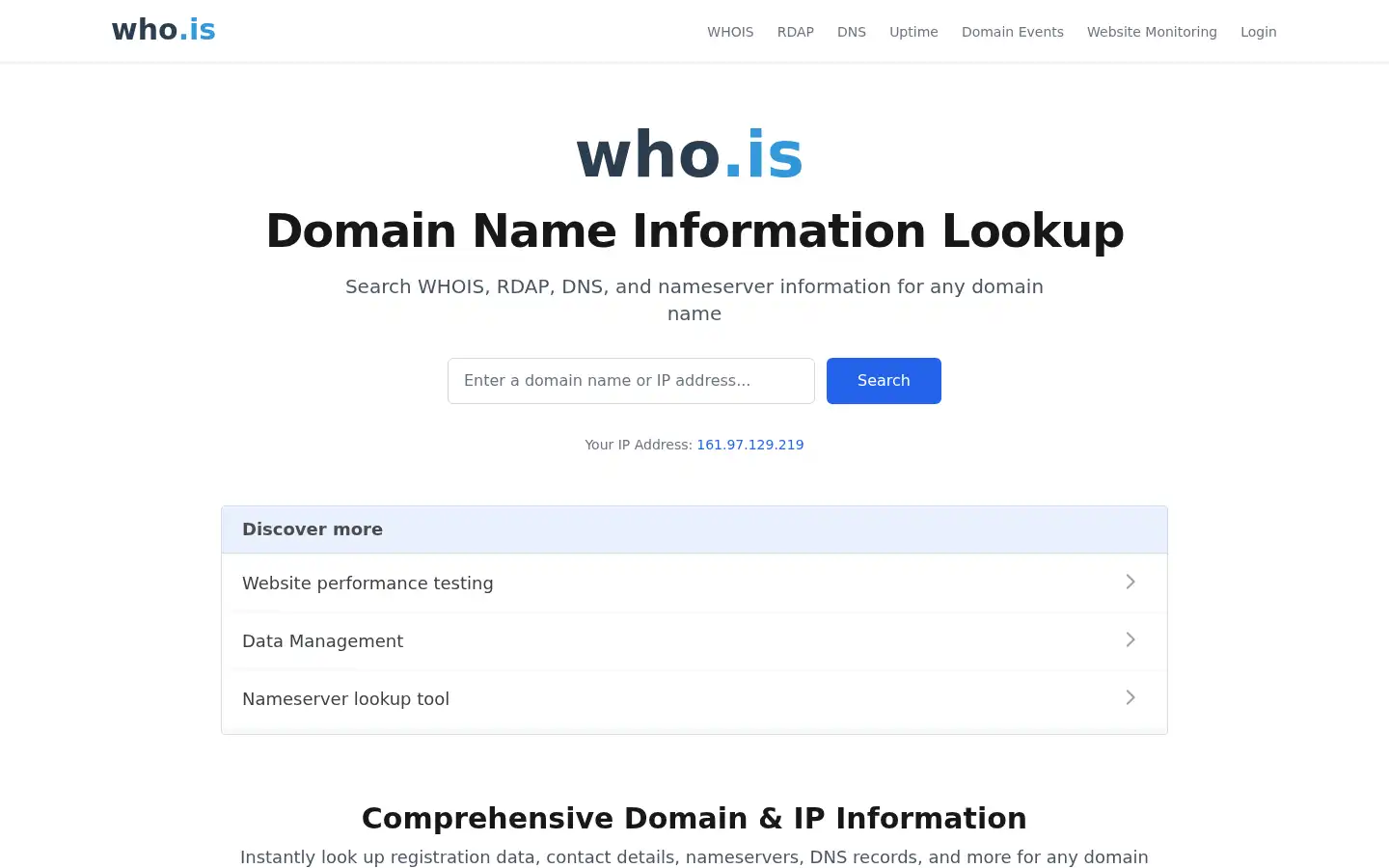 Screenshot of who.is