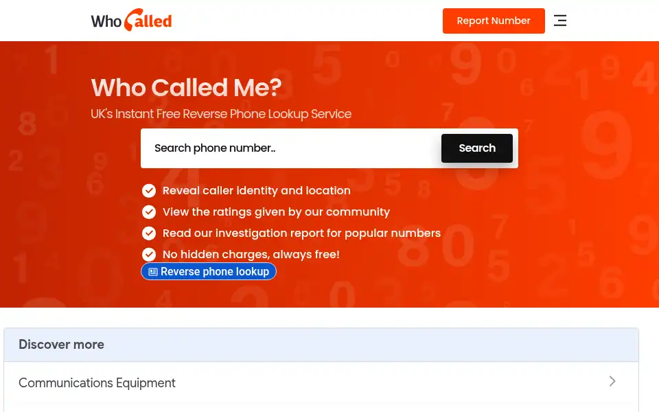 Screenshot of whocalled.co.uk
