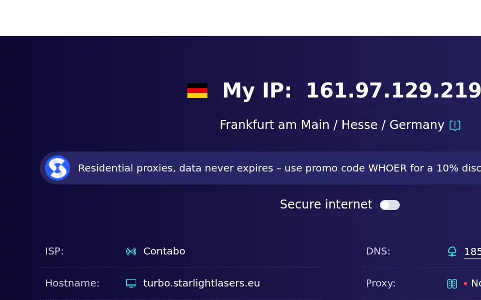 Screenshot of whoer.com