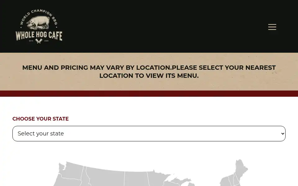 Screenshot of wholehogcafe.com