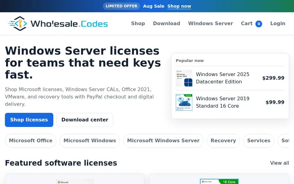 Screenshot of wholesale.codes