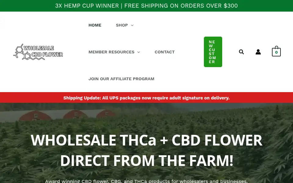 Screenshot of wholesalecbdflower.com