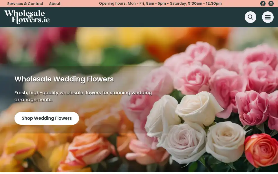 Screenshot of wholesaleflowers.ie