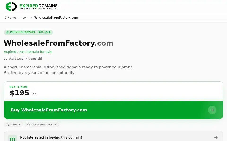 Screenshot of wholesalefromfactory.com