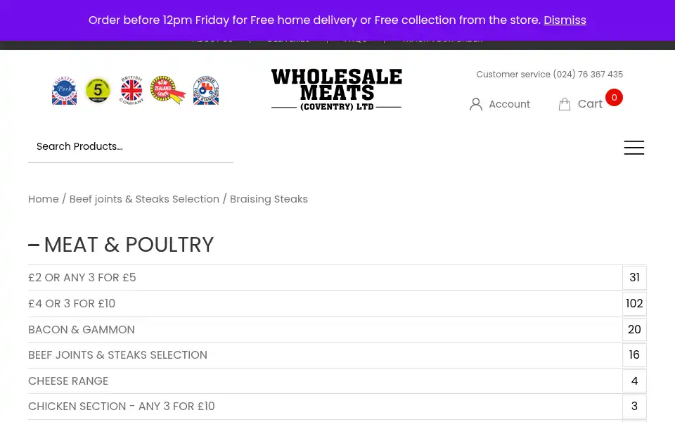 Screenshot of wholesalemeatscoventry.co.uk